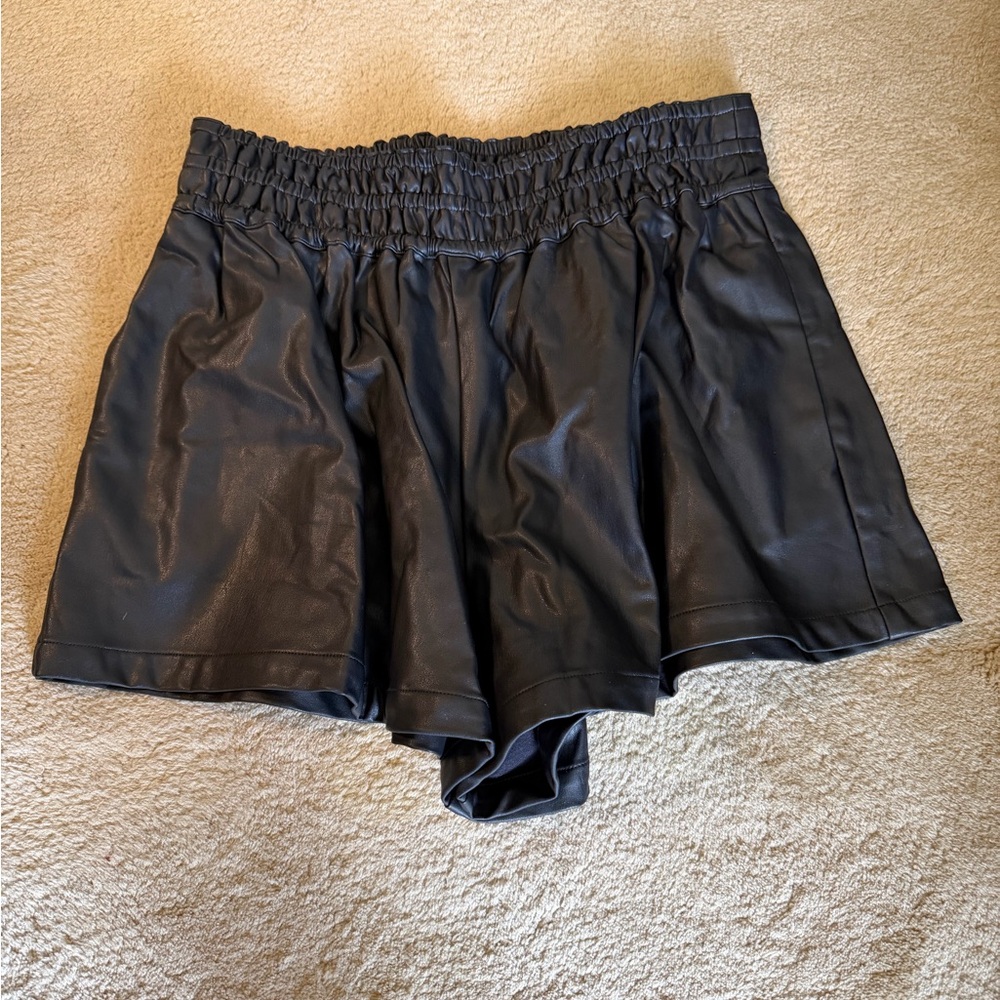 Anthropologie Somerset Faux Leather Black Shorts
